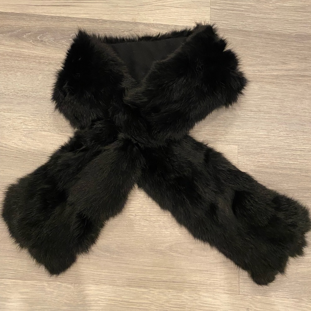 Adrienne Landau pull thru rabbit fur scarf